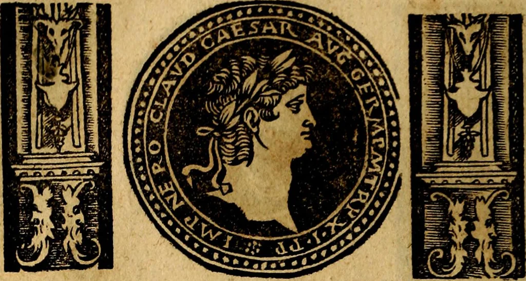 An illustration from Imperatorum et Caesarum vitæ, cum inaginibus ad vivam effigiem expressis. Libellus auctus cum elencho & iconijs consulum ab authore, 1534, leaf 45