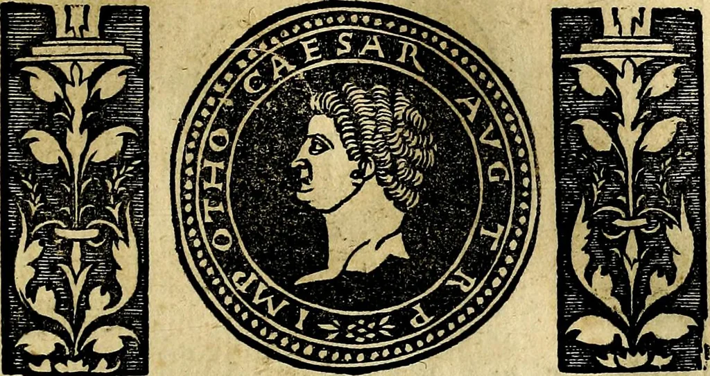 An illustration from Imperatorum et Caesarum vitæ, cum inaginibus ad vivam effigiem expressis. Libellus auctus cum elencho & iconijs consulum ab authore, 1534, leaf 52