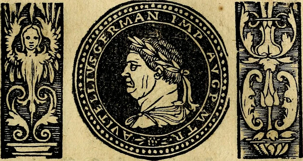 An illustration from Imperatorum et Caesarum vitæ, cum inaginibus ad vivam effigiem expressis. Libellus auctus cum elencho & iconijs consulum ab authore, 1534, leaf 54