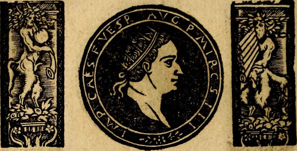 An illustration from Imperatorum et Caesarum vitæ, cum inaginibus ad vivam effigiem expressis. Libellus auctus cum elencho & iconijs consulum ab authore, 1534, leaf 61
