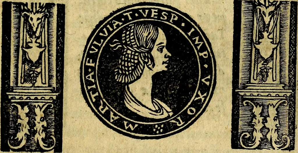 An illustration from Imperatorum et Caesarum vitæ, cum inaginibus ad vivam effigiem expressis. Libellus auctus cum elencho & iconijs consulum ab authore, 1534, leaf 62