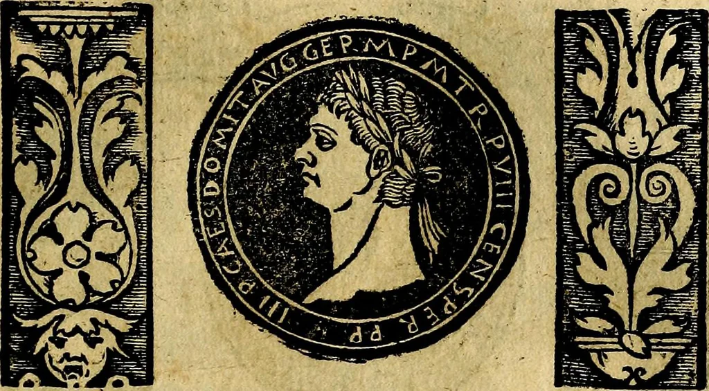 An illustration from Imperatorum et Caesarum vitæ, cum inaginibus ad vivam effigiem expressis. Libellus auctus cum elencho & iconijs consulum ab authore, 1534, leaf 64