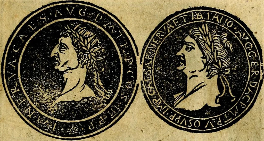 An illustration from Imperatorum et Caesarum vitæ, cum inaginibus ad vivam effigiem expressis. Libellus auctus cum elencho & iconijs consulum ab authore, 1534, leaf 66