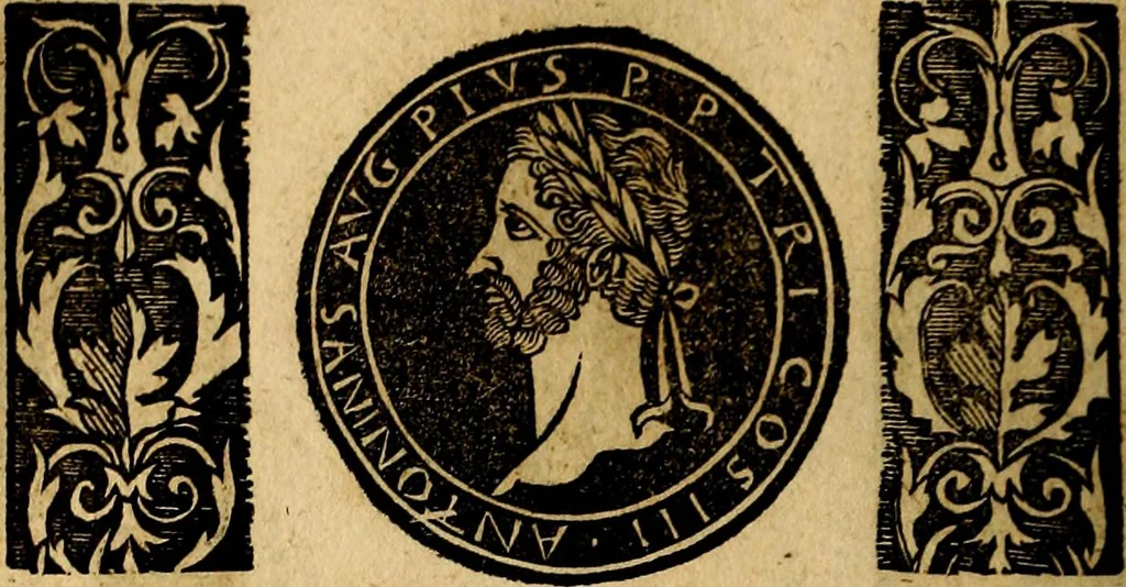 An illustration from Imperatorum et Caesarum vitæ, cum inaginibus ad vivam effigiem expressis. Libellus auctus cum elencho & iconijs consulum ab authore, 1534, leaf 73