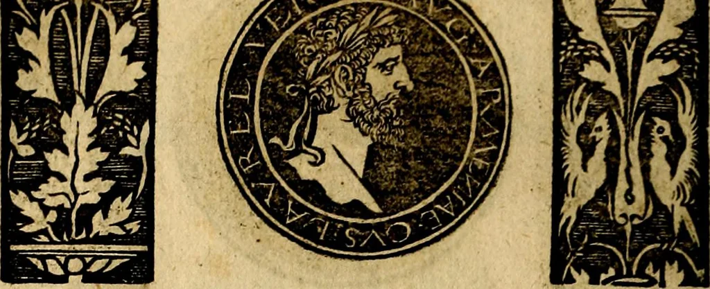 An illustration from Imperatorum et Caesarum vitæ, cum inaginibus ad vivam effigiem expressis. Libellus auctus cum elencho & iconijs consulum ab authore, 1534, leaf 77
