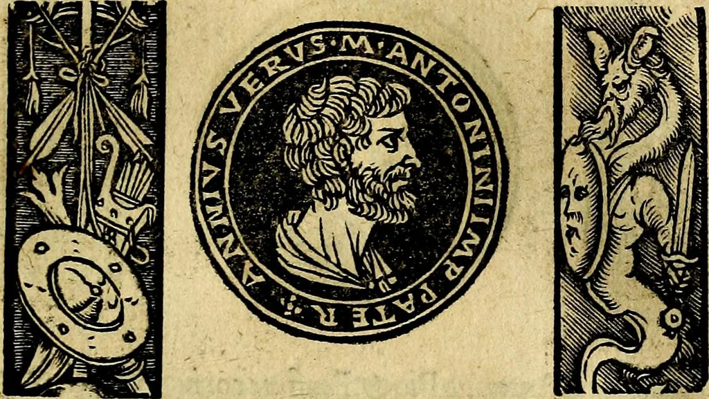 An illustration from Imperatorum et Caesarum vitæ, cum inaginibus ad vivam effigiem expressis. Libellus auctus cum elencho & iconijs consulum ab authore, 1534, leaf 78