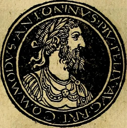 An illustration from Imperatorum et Caesarum vitæ, cum inaginibus ad vivam effigiem expressis. Libellus auctus cum elencho & iconijs consulum ab authore, 1534, leaf 80
