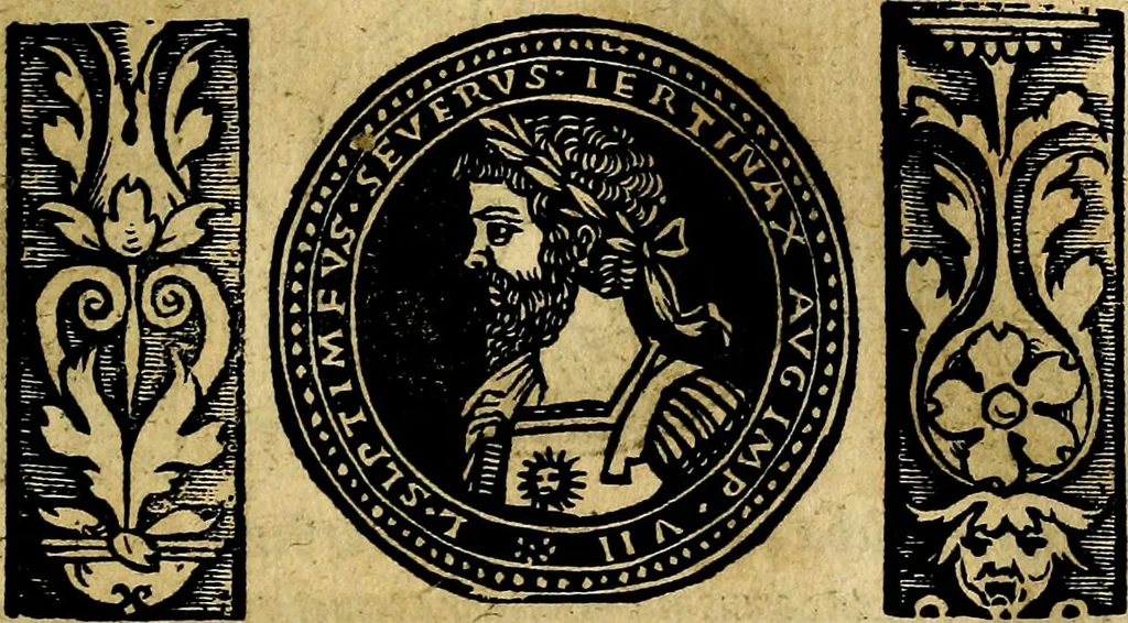 An illustration from Imperatorum et Caesarum vitæ, cum inaginibus ad vivam effigiem expressis. Libellus auctus cum elencho & iconijs consulum ab authore, 1534, leaf 84