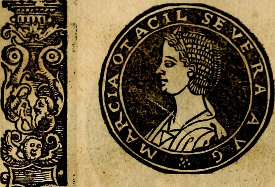 An illustration from Imperatorum et Caesarum vitæ, cum inaginibus ad vivam effigiem expressis. Libellus auctus cum elencho & iconijs consulum ab authore, 1534, leaf 85