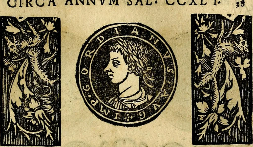 An illustration from Imperatorum et Caesarum vitæ, cum inaginibus ad vivam effigiem expressis. Libellus auctus cum elencho & iconijs consulum ab authore, 1534, leaf 94