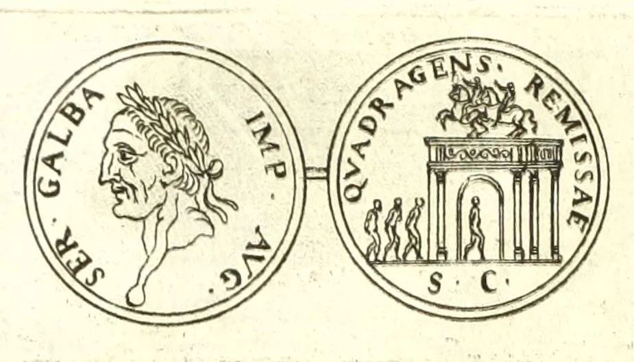 An illustration from Imperatorum romanorum numismata ex aere, mediae et minimae formae: descripta & enarrata, 1671, leaf 176