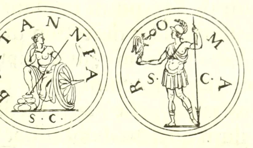 An illustration from Imperatorum romanorum numismata ex aere, mediae et minimae formae: descripta & enarrata, 1671, leaf 251