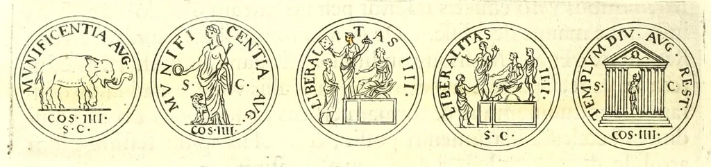 An illustration from Imperatorum romanorum numismata ex aere, mediae et minimae formae: descripta & enarrata, 1671, leaf 276