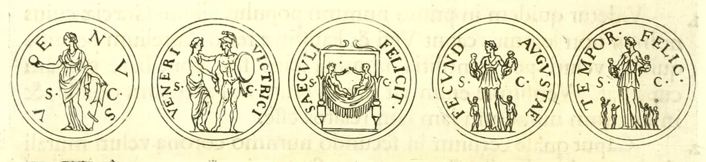An illustration from Imperatorum romanorum numismata ex aere, mediae et minimae formae: descripta & enarrata, 1671, leaf 308