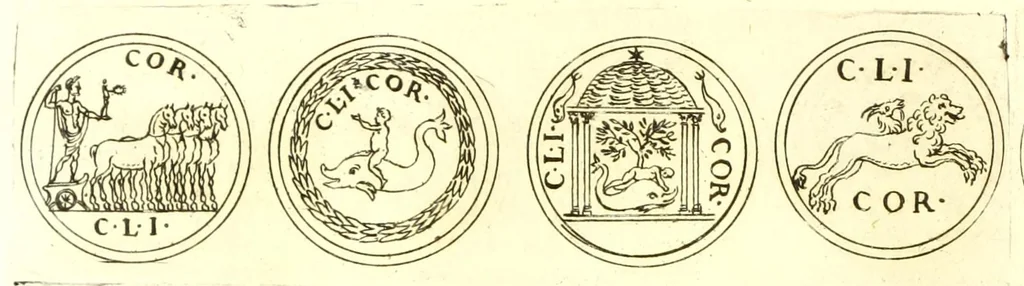 An illustration from Imperatorum romanorum numismata ex aere, mediae et minimae formae: descripta & enarrata, 1671, leaf 316