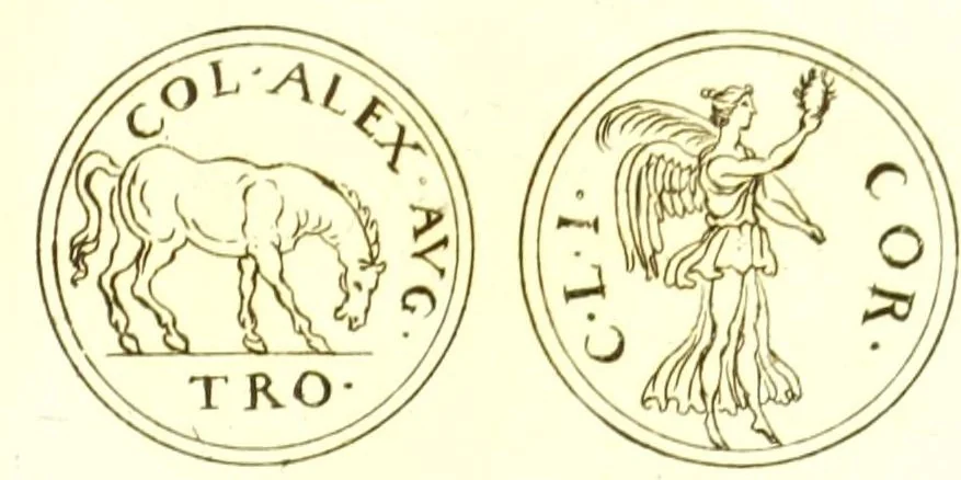 An illustration from Imperatorum romanorum numismata ex aere, mediae et minimae formae: descripta & enarrata, 1671, leaf 353