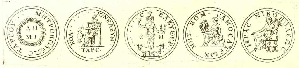 An illustration from Imperatorum romanorum numismata ex aere, mediae et minimae formae: descripta & enarrata, 1671, leaf 374