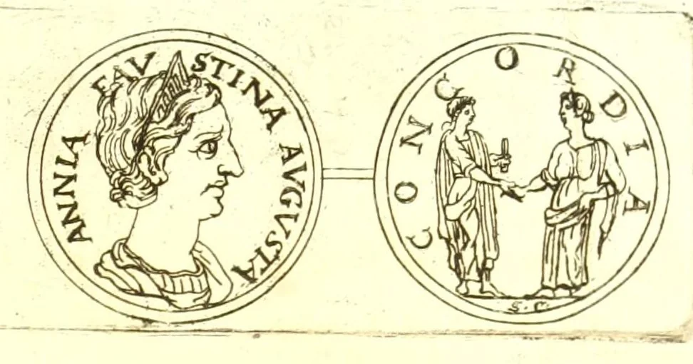 An illustration from Imperatorum romanorum numismata ex aere, mediae et minimae formae: descripta & enarrata, 1671, leaf 399