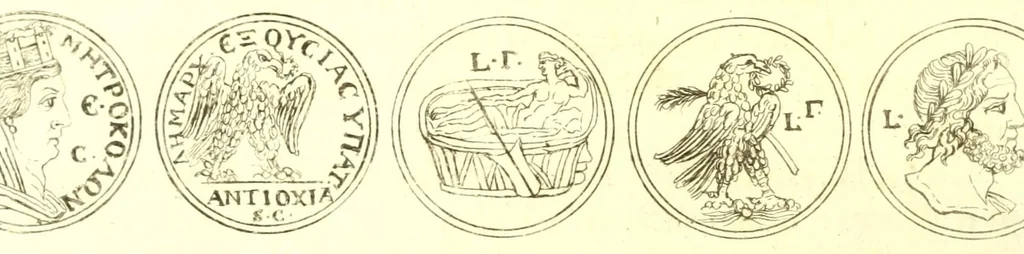 An illustration from Imperatorum romanorum numismata ex aere, mediae et minimae formae: descripta & enarrata, 1671, leaf 448