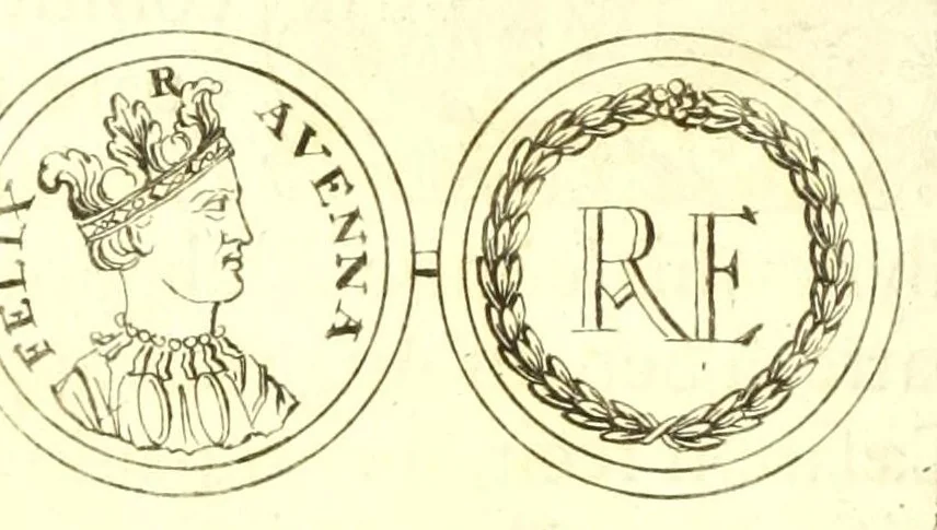 An illustration from Imperatorum romanorum numismata ex aere, mediae et minimae formae: descripta & enarrata, 1671, leaf 454