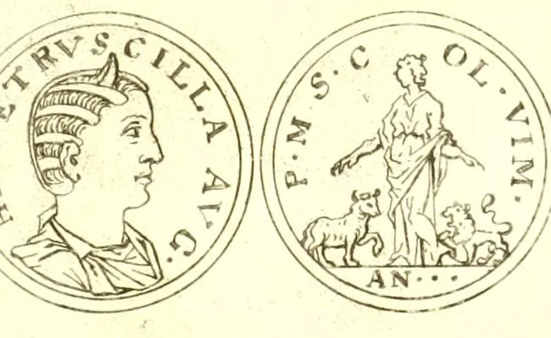 An illustration from Imperatorum romanorum numismata ex aere, mediae et minimae formae: descripta & enarrata, 1671, leaf 465