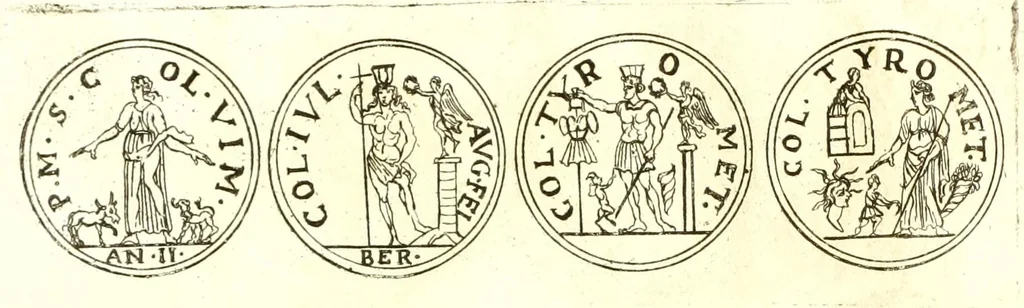 An illustration from Imperatorum romanorum numismata ex aere, mediae et minimae formae: descripta & enarrata, 1671, leaf 470
