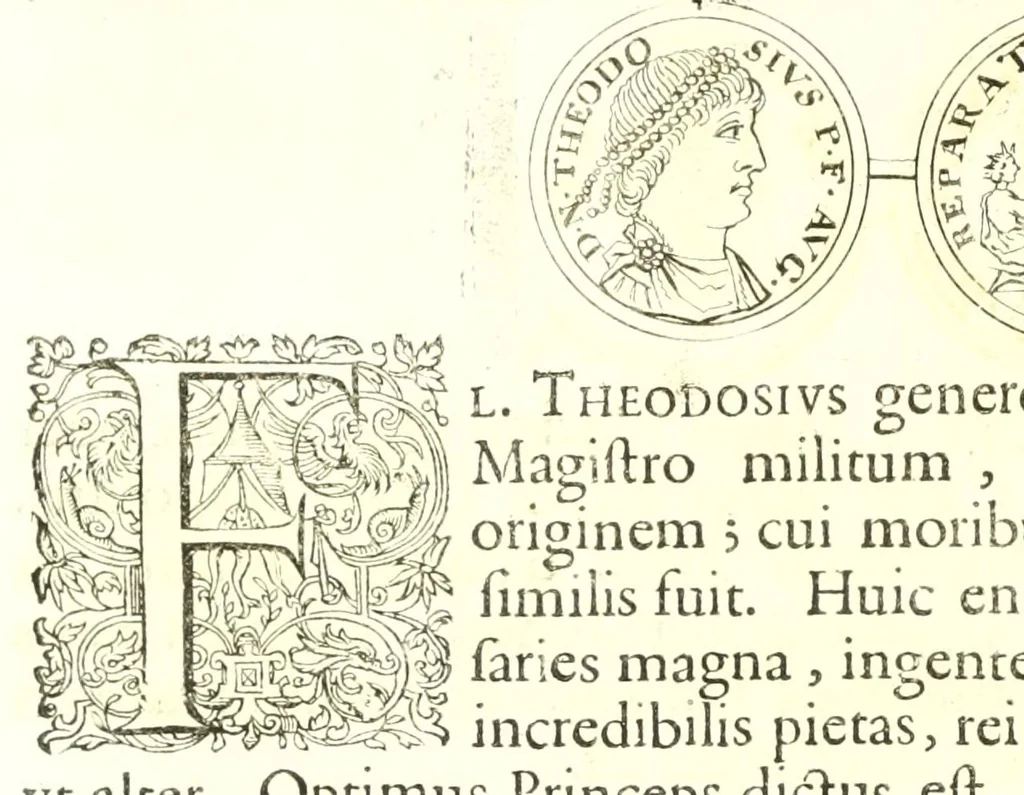 An illustration from Imperatorum romanorum numismata ex aere, mediae et minimae formae: descripta & enarrata, 1671, leaf 554