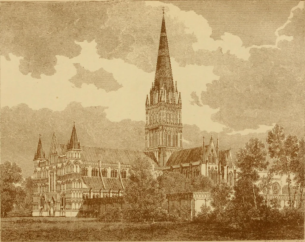 An illustration from The imperial island; England's chronicle in stone;, 1886, leaf 186