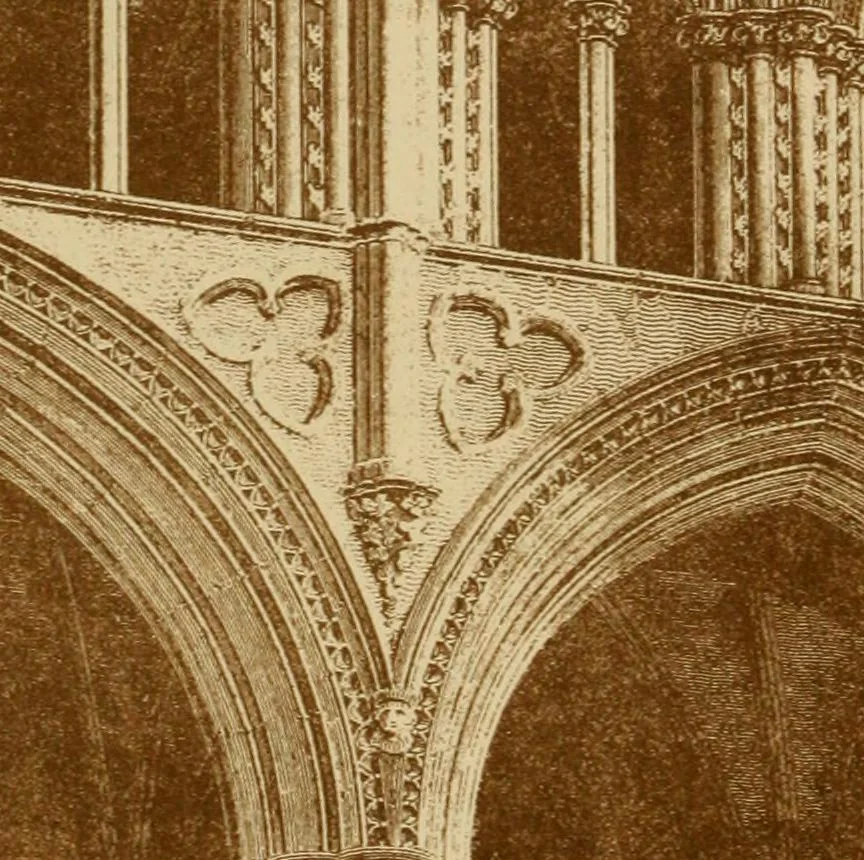 An illustration from The imperial island; England's chronicle in stone;, 1886, leaf 241