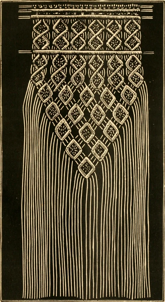 An illustration from The imperial macramé lace book. With numerous illustrations and instructions. Flax threads, 1877, leaf 24
