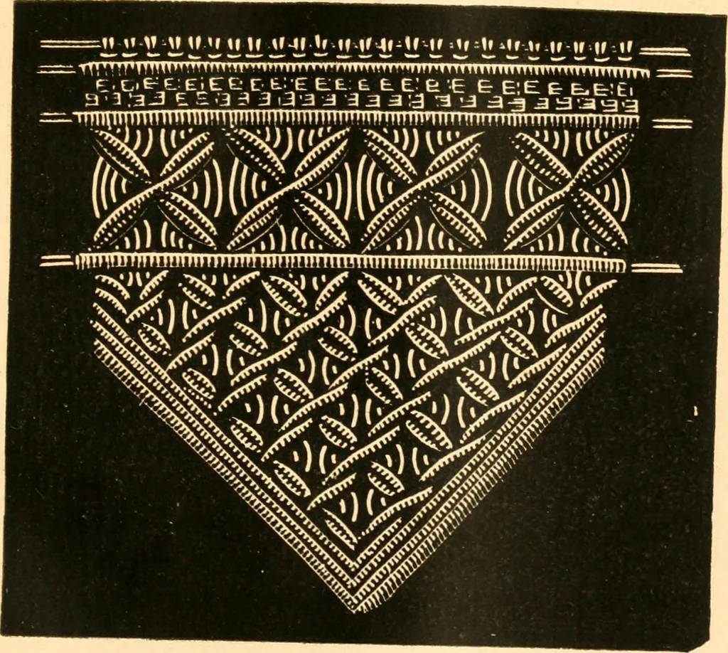 An illustration from The imperial macramé lace book. With numerous illustrations and instructions. Flax threads, 1877, leaf 28