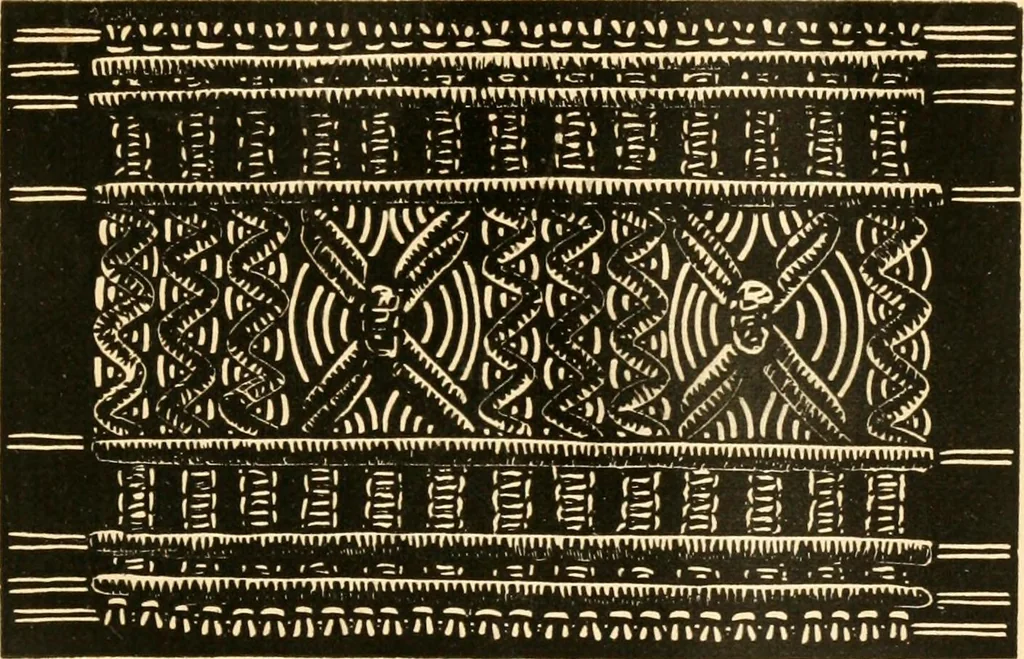 An illustration from The imperial macramé lace book. With numerous illustrations and instructions. Flax threads, 1877, leaf 32