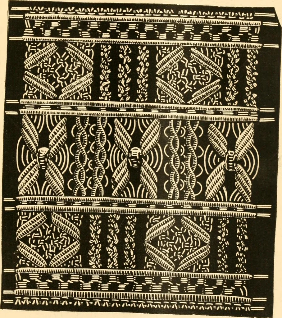 An illustration from The imperial macramé lace book. With numerous illustrations and instructions. Flax threads, 1877, leaf 42