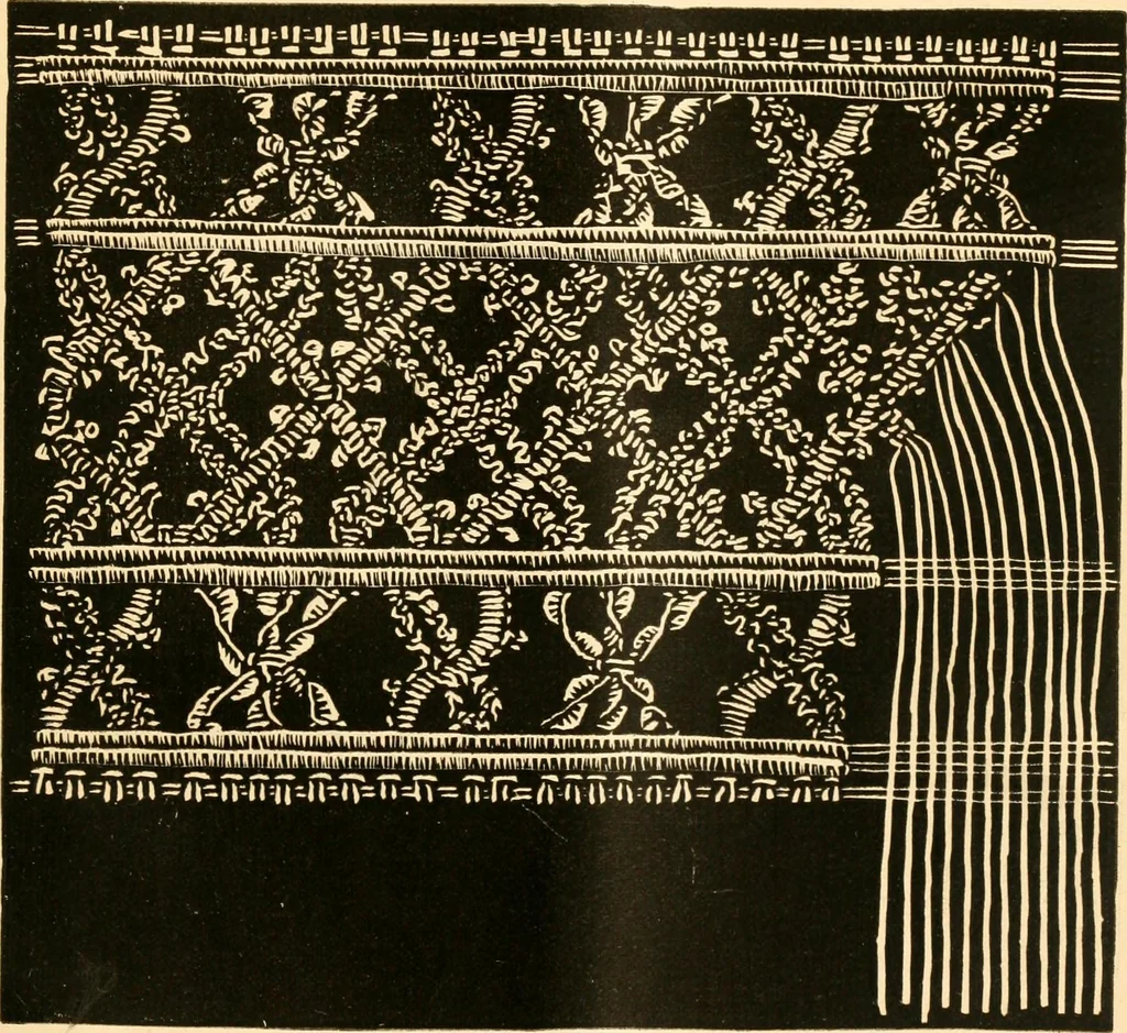 An illustration from The imperial macramé lace book. With numerous illustrations and instructions. Flax threads, 1877, leaf 58