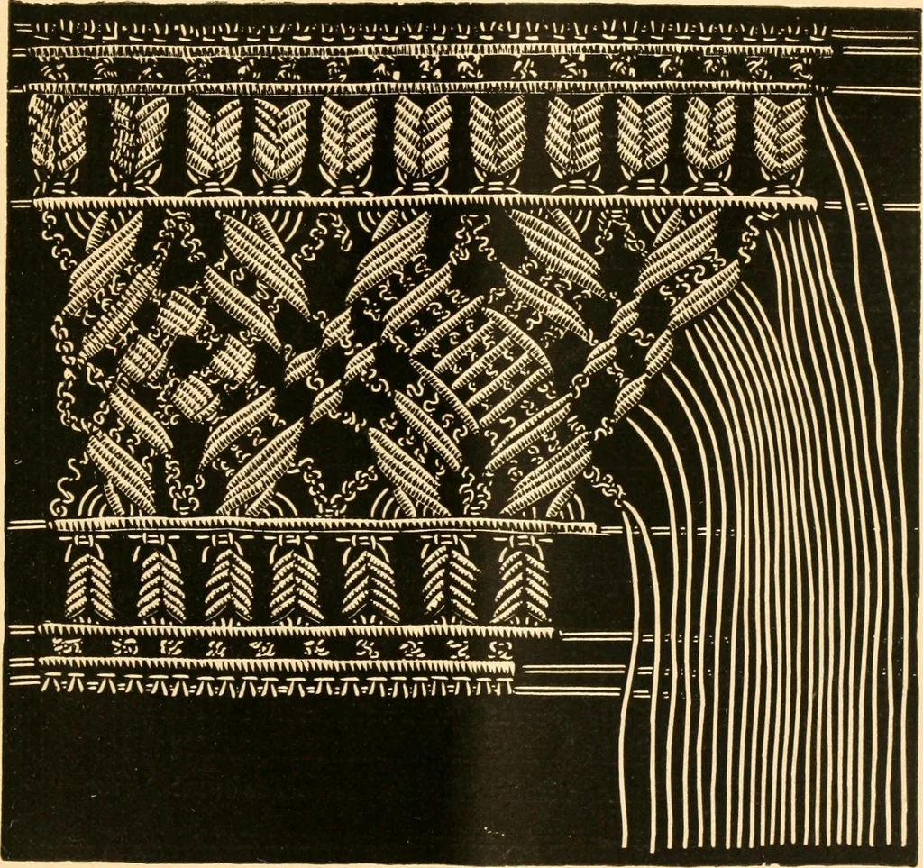 An illustration from The imperial macramé lace book. With numerous illustrations and instructions. Flax threads, 1877, leaf 76
