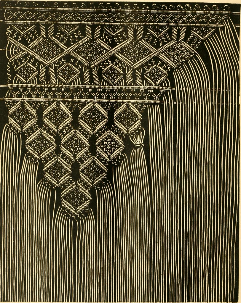 An illustration from The imperial macramé lace book. With numerous illustrations and instructions. Flax threads, 1877, leaf 81