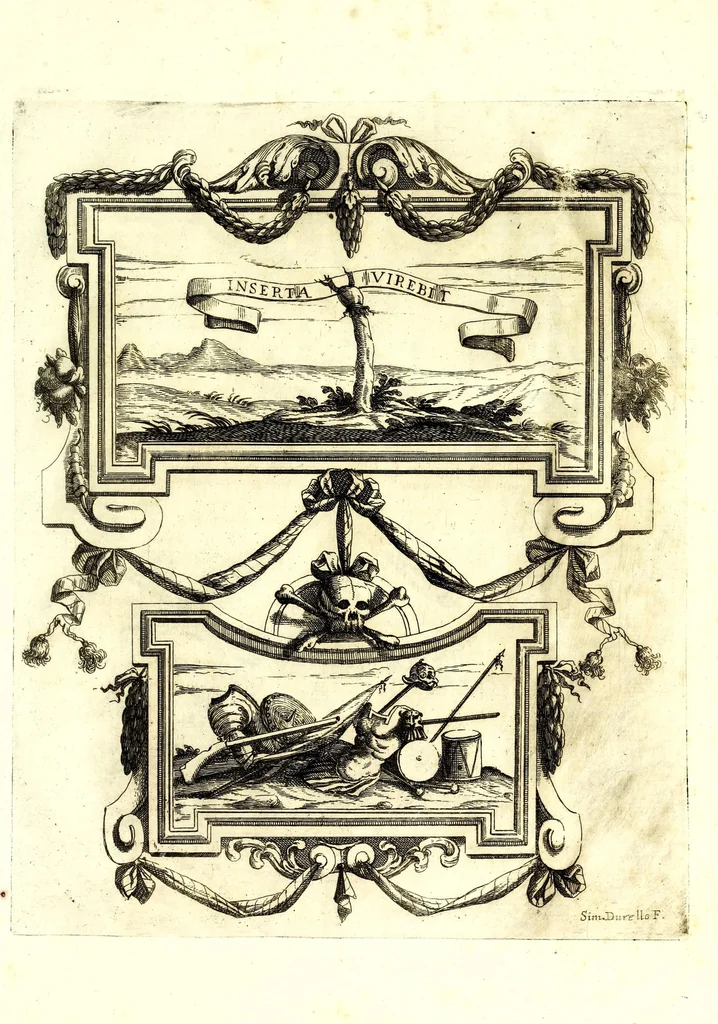 An illustration from Impetus doloris Excell. Princ. D. Ant. Triuulzio praepropera morte sublato praepropere funere parentatis, 1678, leaf 21