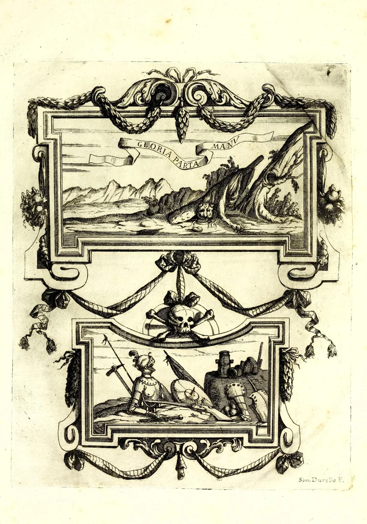 An illustration from Impetus doloris Excell. Princ. D. Ant. Triuulzio praepropera morte sublato praepropere funere parentatis, 1678, leaf 33