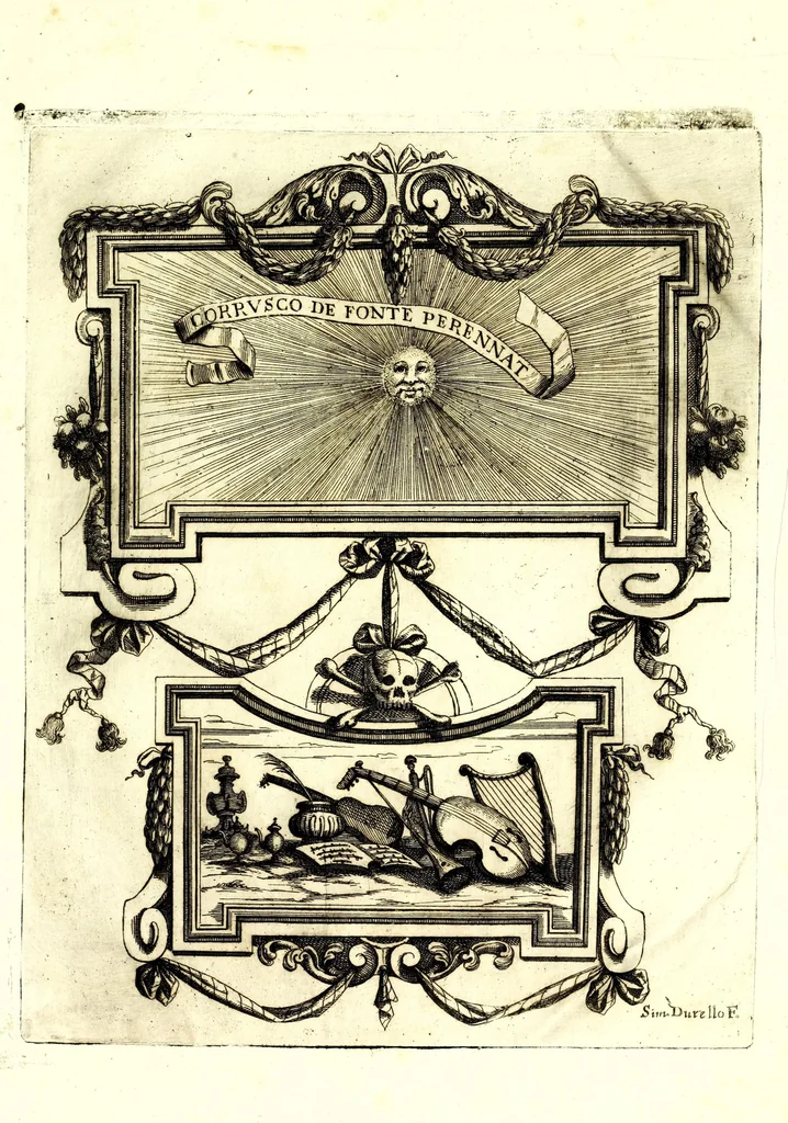 An illustration from Impetus doloris Excell. Princ. D. Ant. Triuulzio praepropera morte sublato praepropere funere parentatis, 1678, leaf 37