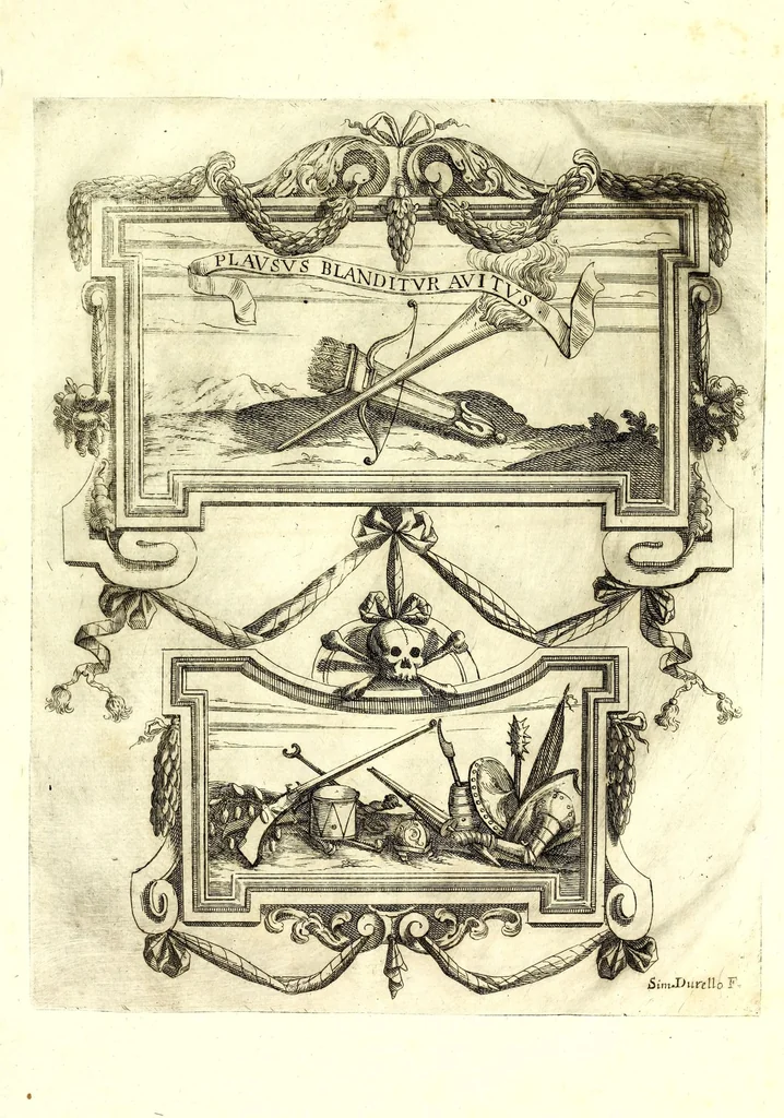 An illustration from Impetus doloris Excell. Princ. D. Ant. Triuulzio praepropera morte sublato praepropere funere parentatis, 1678, leaf 39