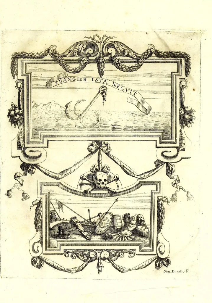An illustration from Impetus doloris Excell. Princ. D. Ant. Triuulzio praepropera morte sublato praepropere funere parentatis, 1678, leaf 47