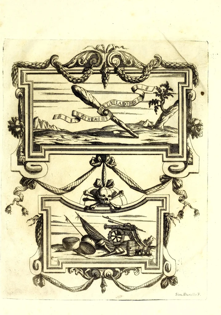An illustration from Impetus doloris Excell. Princ. D. Ant. Triuulzio praepropera morte sublato praepropere funere parentatis, 1678, leaf 49