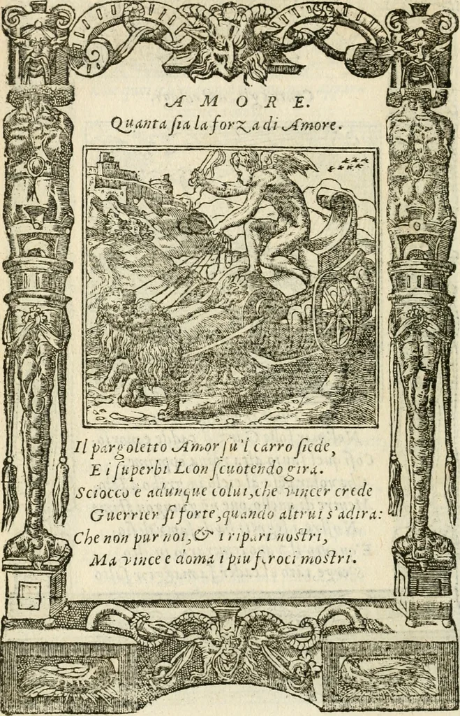 An illustration from Diverse imprese accommodate a diuerse moralità : con versi che i loro significati dichiarano insieme con molte altre nella lingua italiana non piu tradotte, 1551, leaf 107