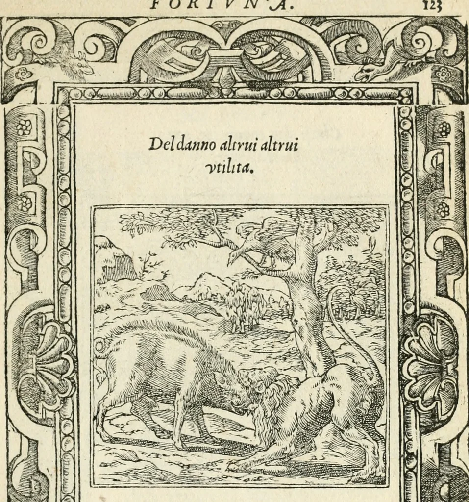 An illustration from Diverse imprese accommodate a diuerse moralità : con versi che i loro significati dichiarano insieme con molte altre nella lingua italiana non piu tradotte, 1551, leaf 128
