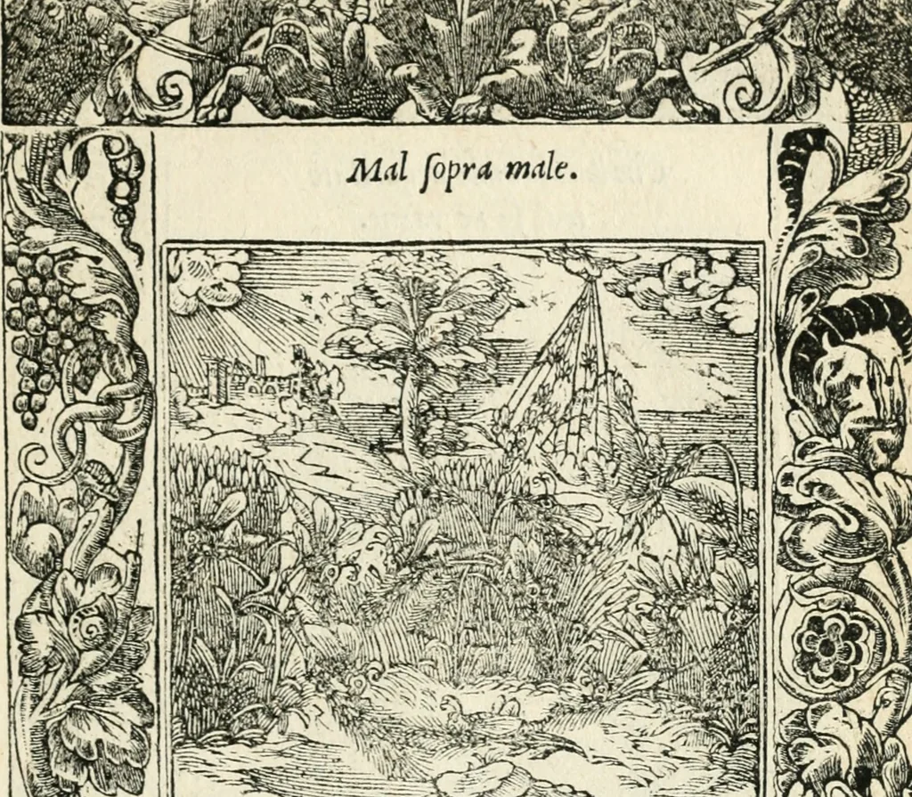 An illustration from Diverse imprese accommodate a diuerse moralità : con versi che i loro significati dichiarano insieme con molte altre nella lingua italiana non piu tradotte, 1551, leaf 130