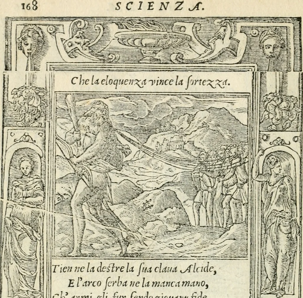 An illustration from Diverse imprese accommodate a diuerse moralità : con versi che i loro significati dichiarano insieme con molte altre nella lingua italiana non piu tradotte, 1551, leaf 173