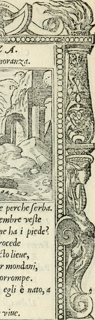 An illustration from Diverse imprese accommodate a diuerse moralità : con versi che i loro significati dichiarano insieme con molte altre nella lingua italiana non piu tradotte, 1551, leaf 177