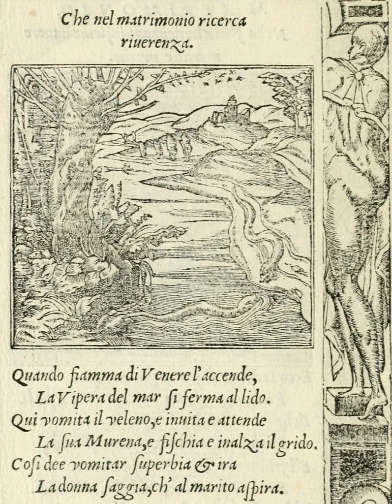 An illustration from Diverse imprese accommodate a diuerse moralità : con versi che i loro significati dichiarano insieme con molte altre nella lingua italiana non piu tradotte, 1551, leaf 181