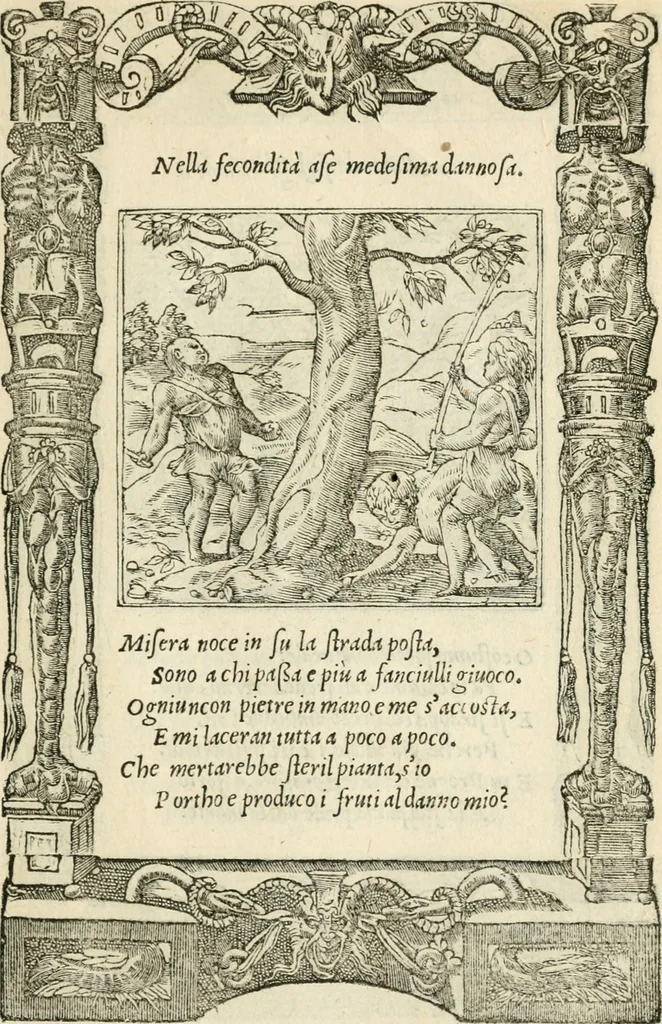 An illustration from Diverse imprese accommodate a diuerse moralità : con versi che i loro significati dichiarano insieme con molte altre nella lingua italiana non piu tradotte, 1551, leaf 182