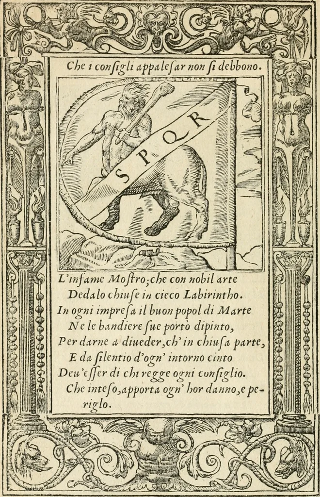 An illustration from Diverse imprese accommodate a diuerse moralità : con versi che i loro significati dichiarano insieme con molte altre nella lingua italiana non piu tradotte, 1551, leaf 19